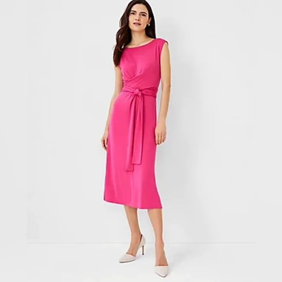 open lace back dress Hot Pink Ann Taylor LOFT Button-Down Linen Blend Shirt main image 1